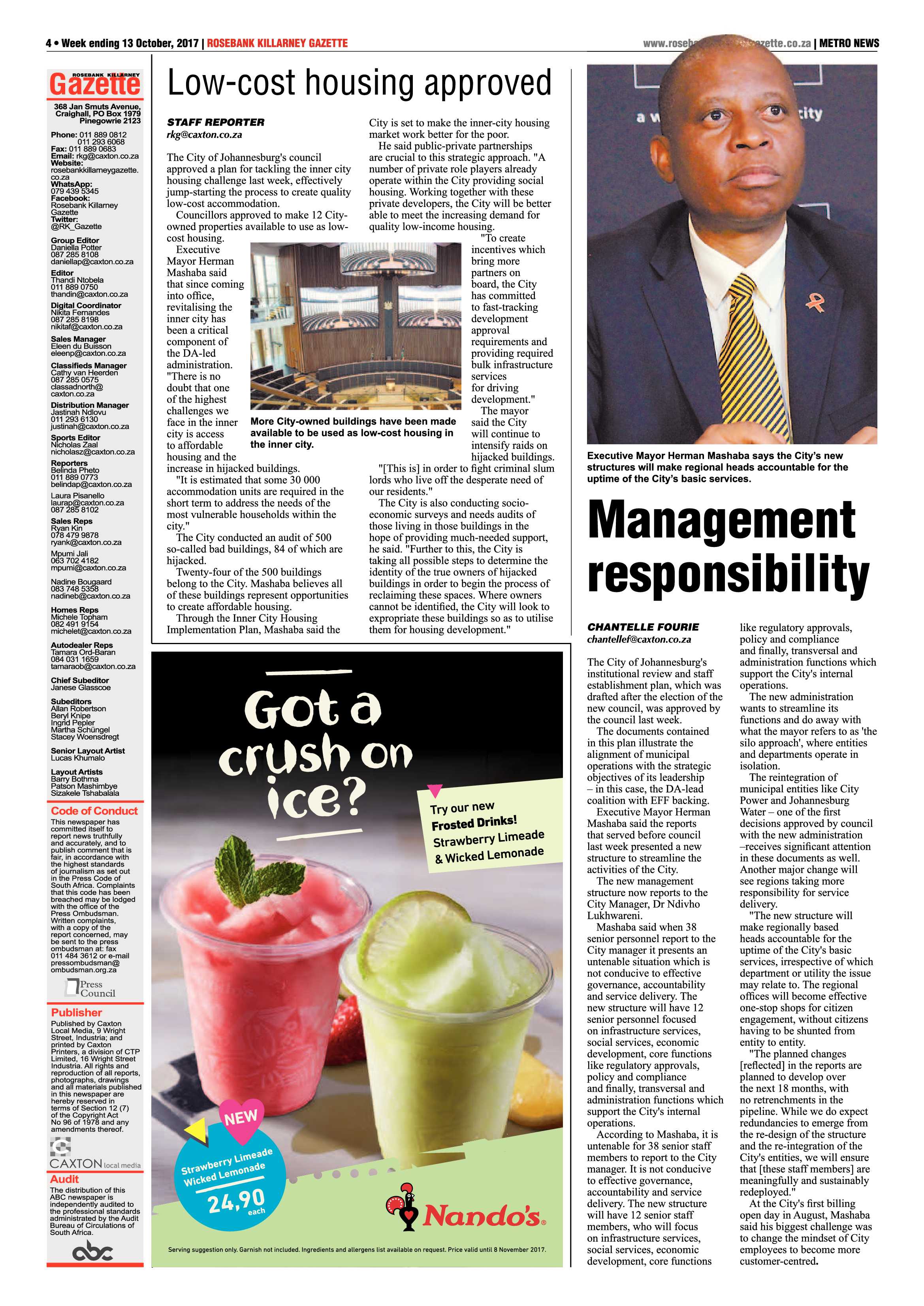 Rosebank Killarney Gazette 13 October 2017 page 4