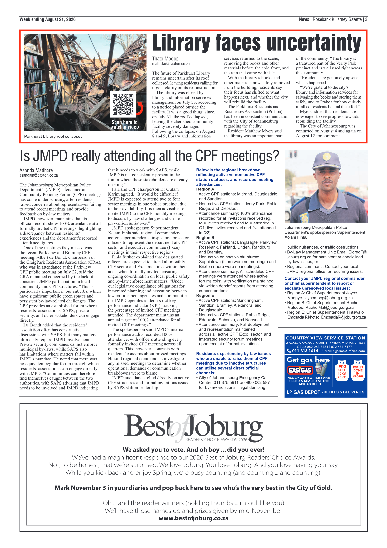 Rosebank Killarney Gazette 21 August 2026 page 3
