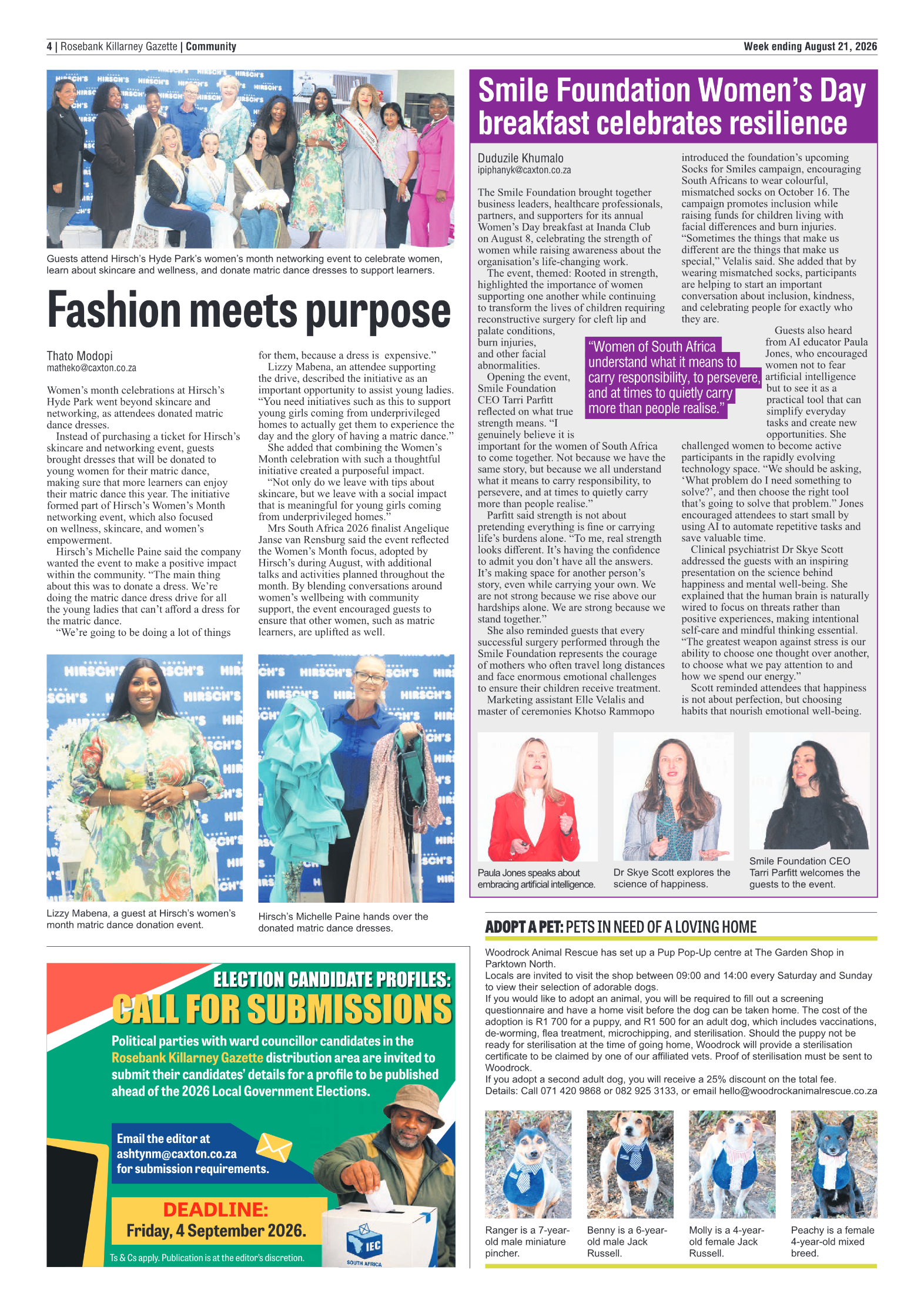 Rosebank Killarney Gazette 21 August 2026 page 4
