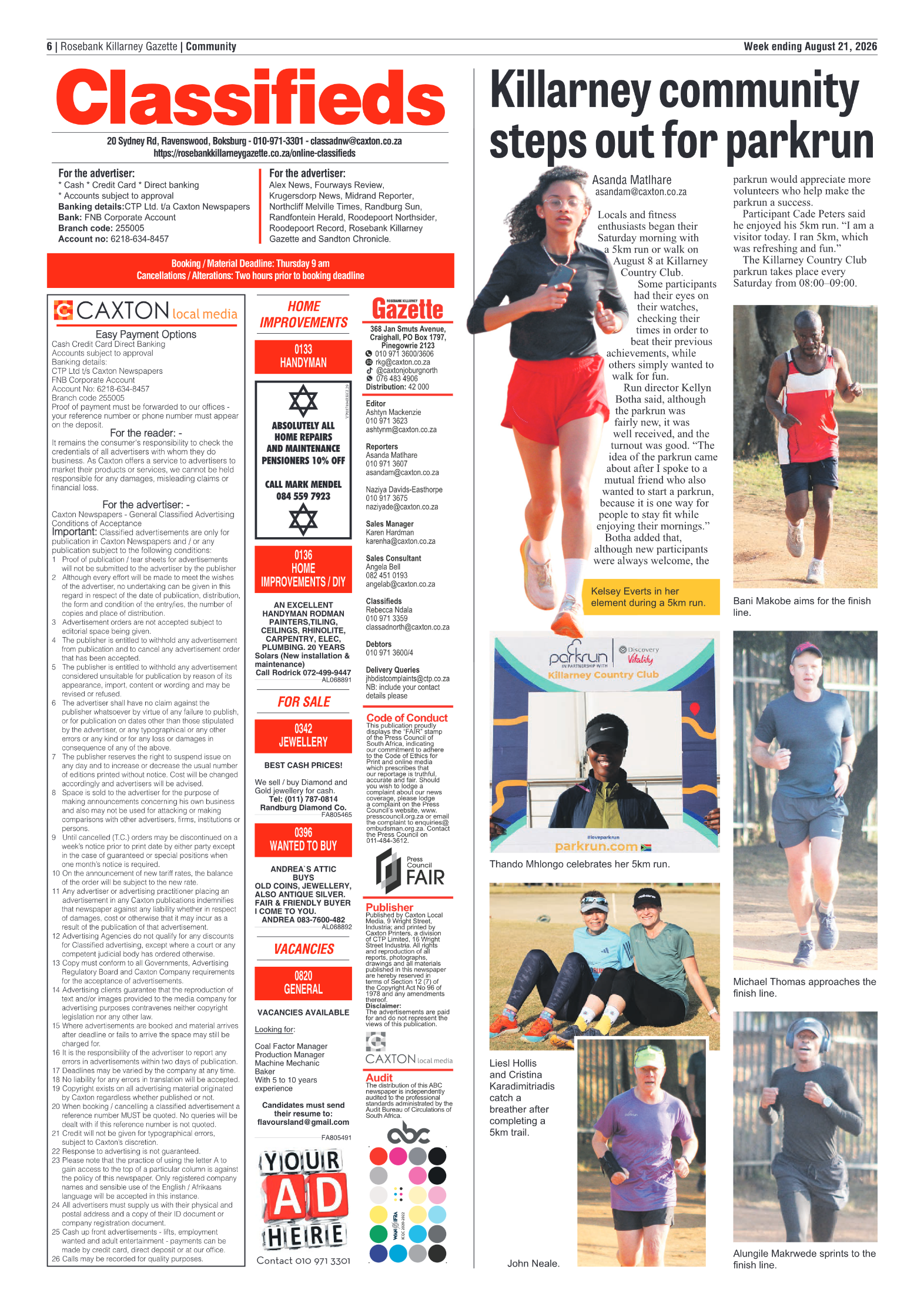Rosebank Killarney Gazette 21 August 2026 page 6