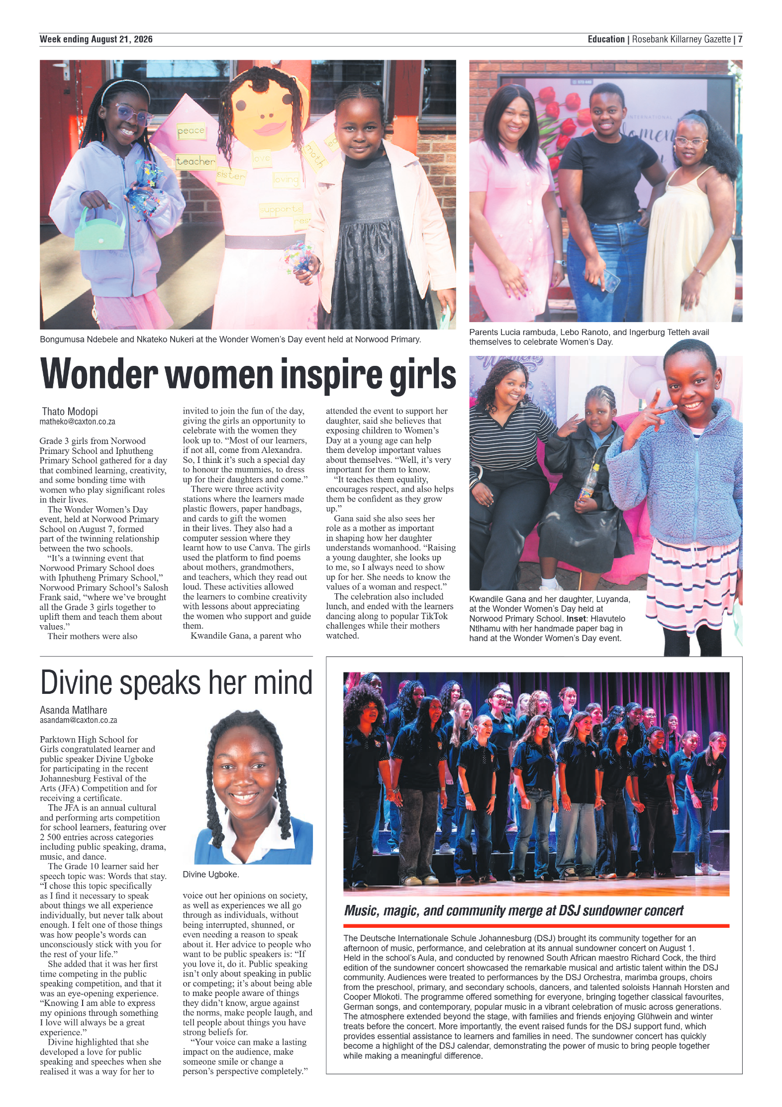 Rosebank Killarney Gazette 21 August 2026 page 7