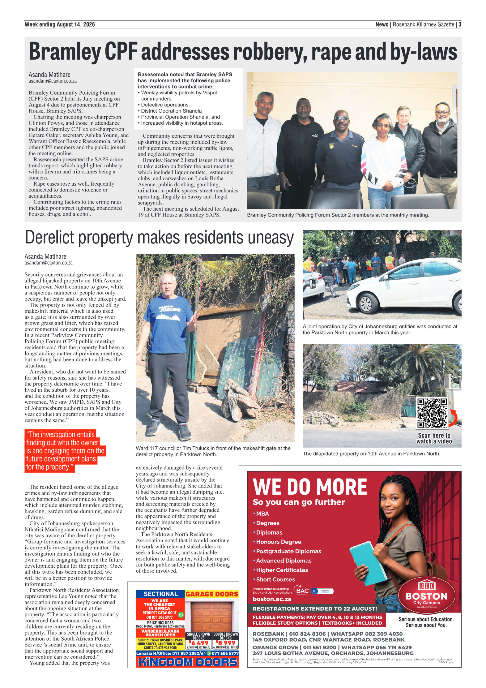 Rosebank Killarney Gazette 14 August 2026 page 3