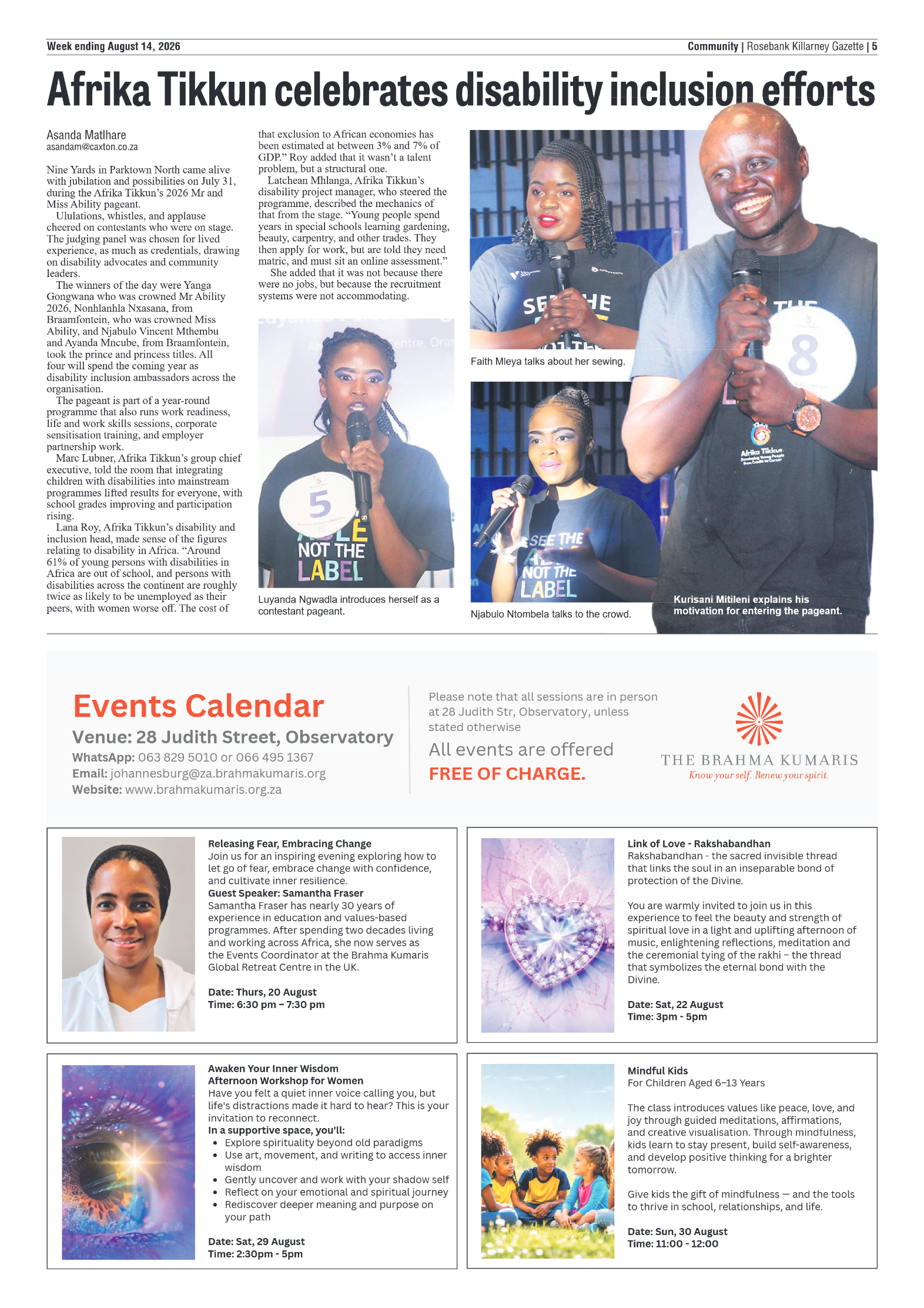Rosebank Killarney Gazette 14 August 2026 page 5