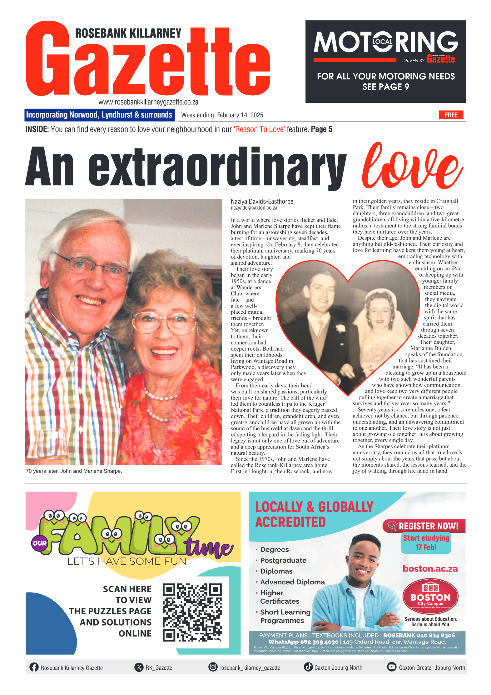 Rosebank Killarney Gazette 14 February 2025 page 1