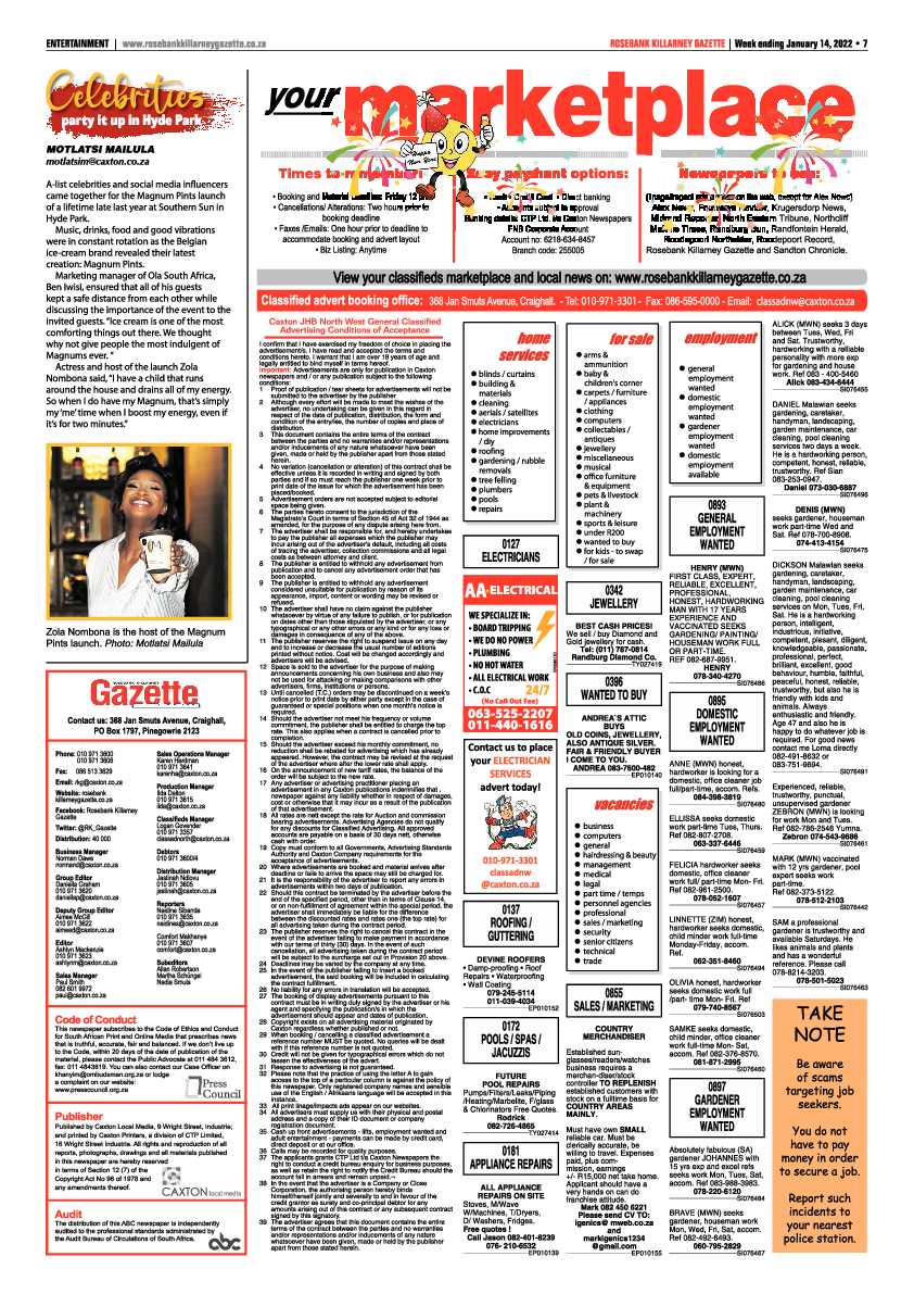 Rosebank Killarney Gazette 14 January 2022 page 7
