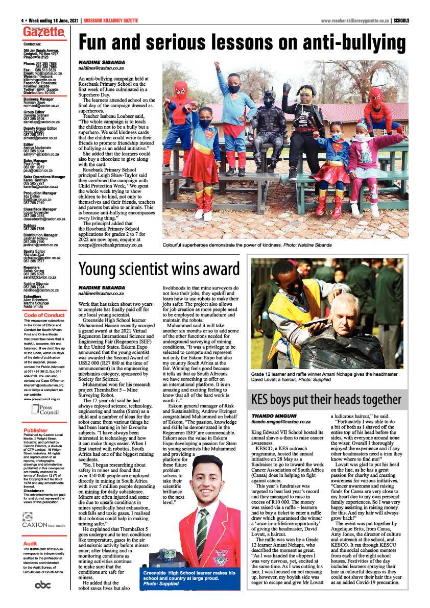 Rosebank Killarney Gazette 18 June 2021 page 4