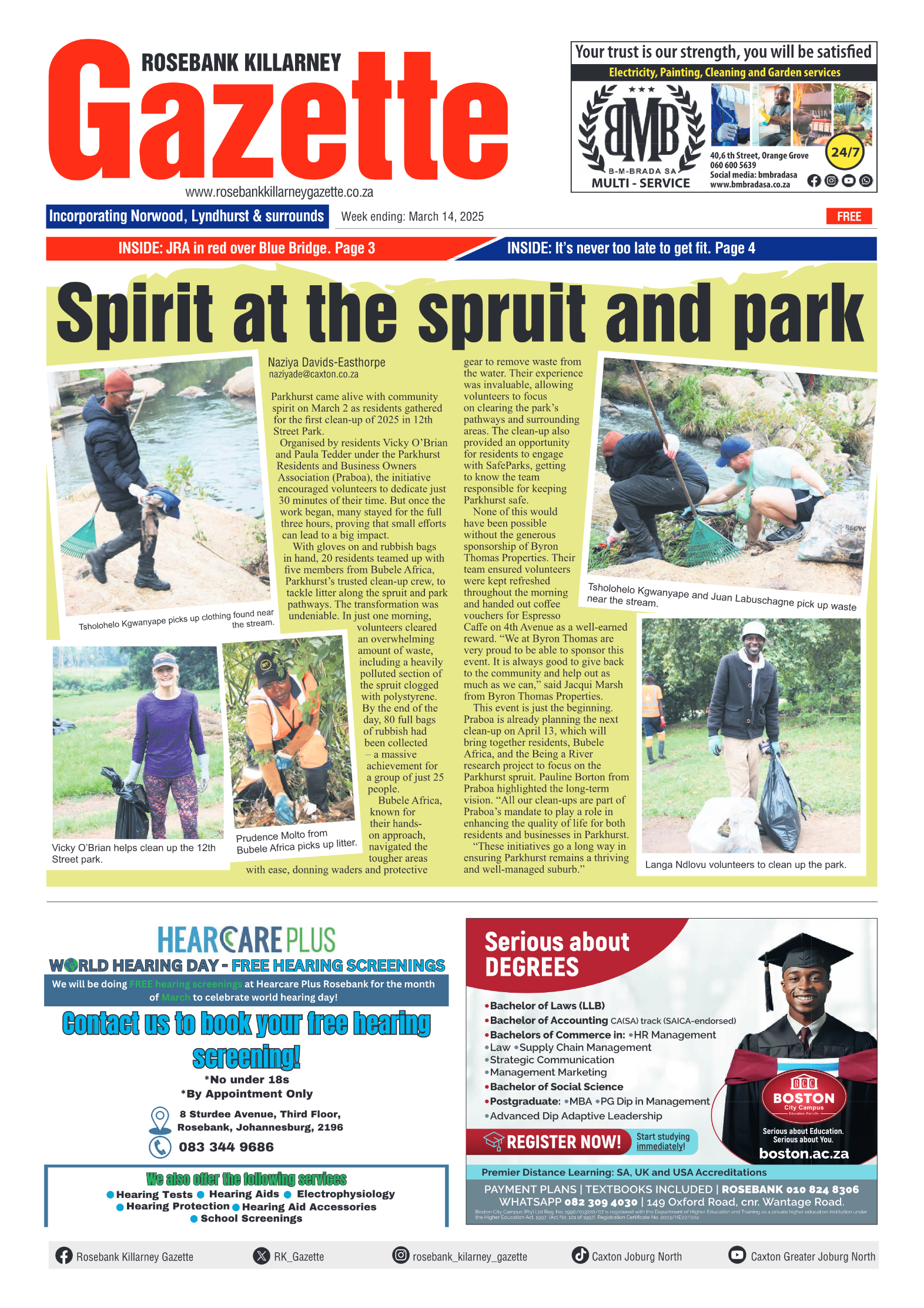 Rosebank Killarney Gazette 14 March 2025 page 1