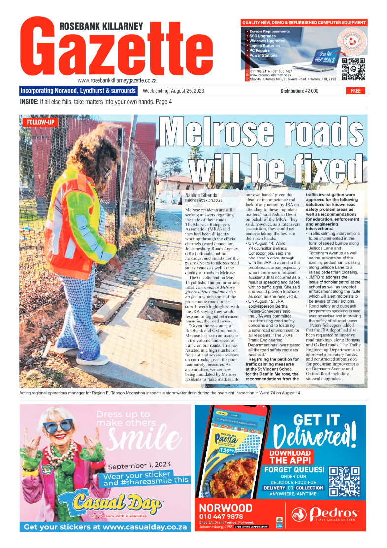 Rosebank Killarney Gazette 25 August 2023 page 1