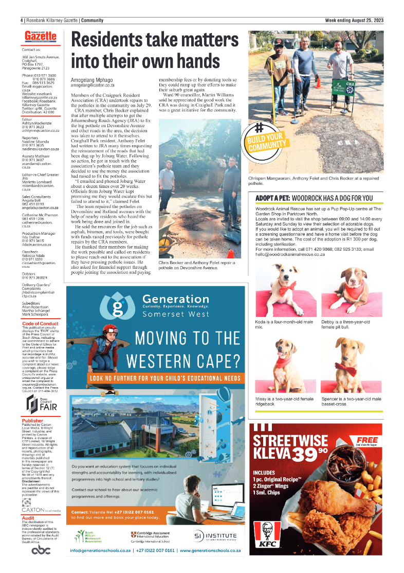 Rosebank Killarney Gazette 25 August 2023 page 4