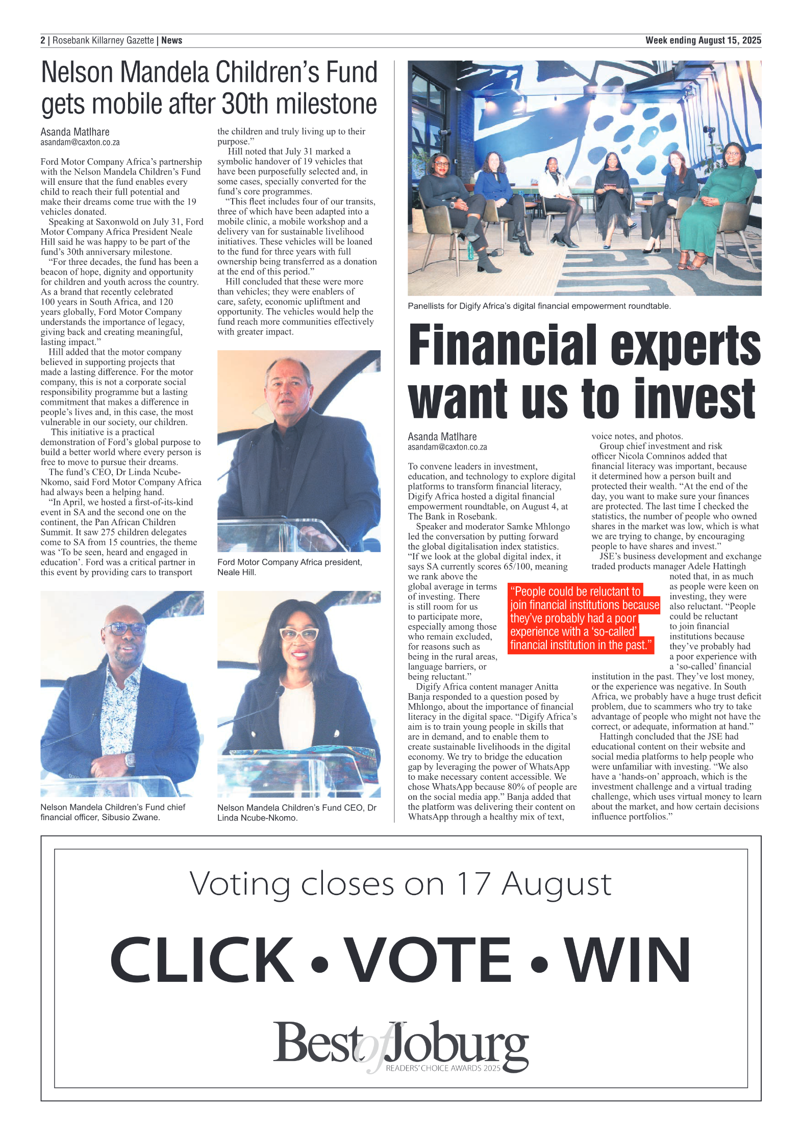 Rosebank Killarney Gazette 15 August 2025 page 2