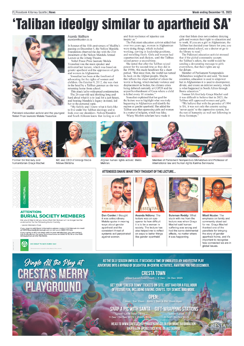 Rosebank Killarney Gazette 15 December 2023 page 2