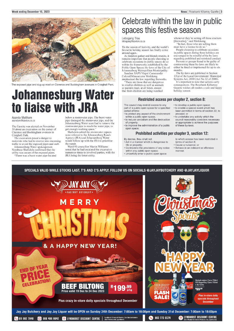 Rosebank Killarney Gazette 15 December 2023 page 3