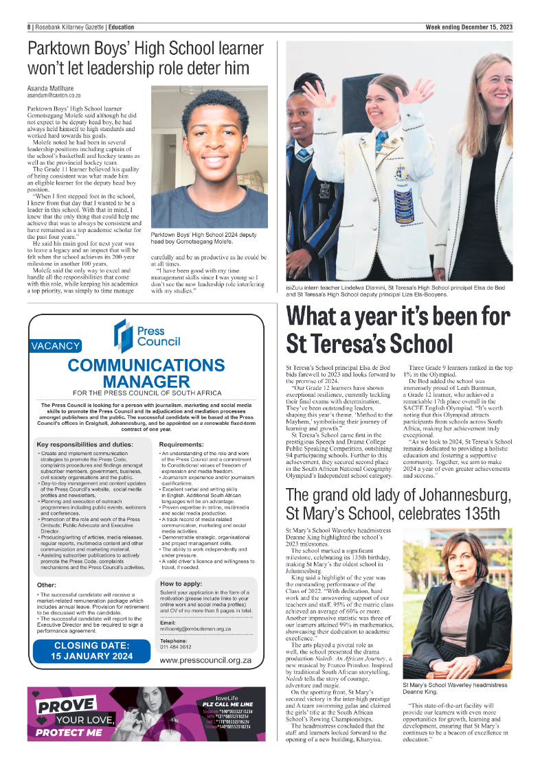 Rosebank Killarney Gazette 15 December 2023 page 8