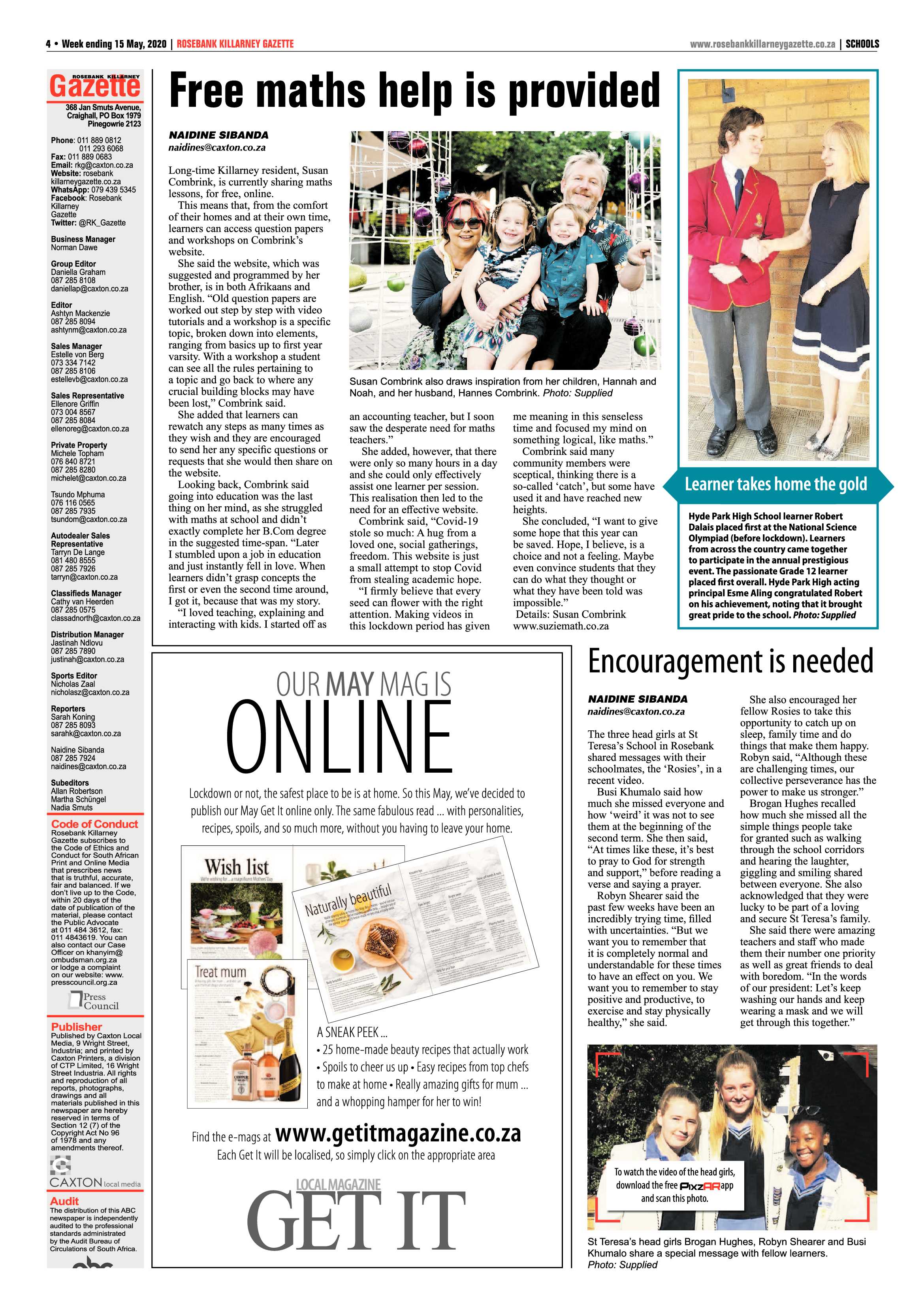 Rosebank Killarney Gazette 15 May 2020 page 4