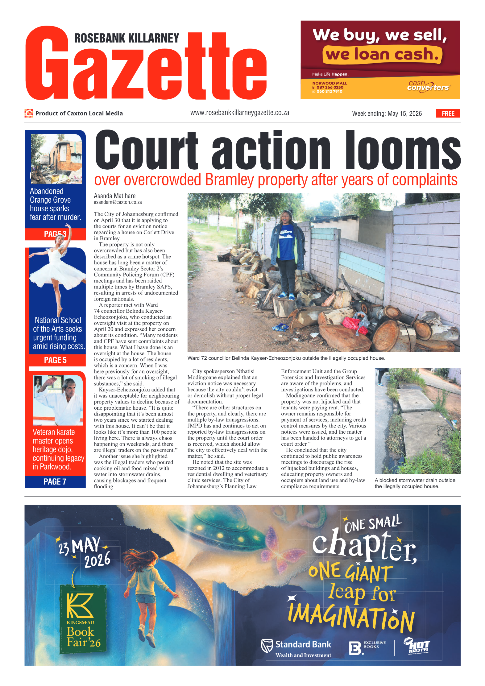 Rosebank Killarney Gazette 15 May 2026 page 1