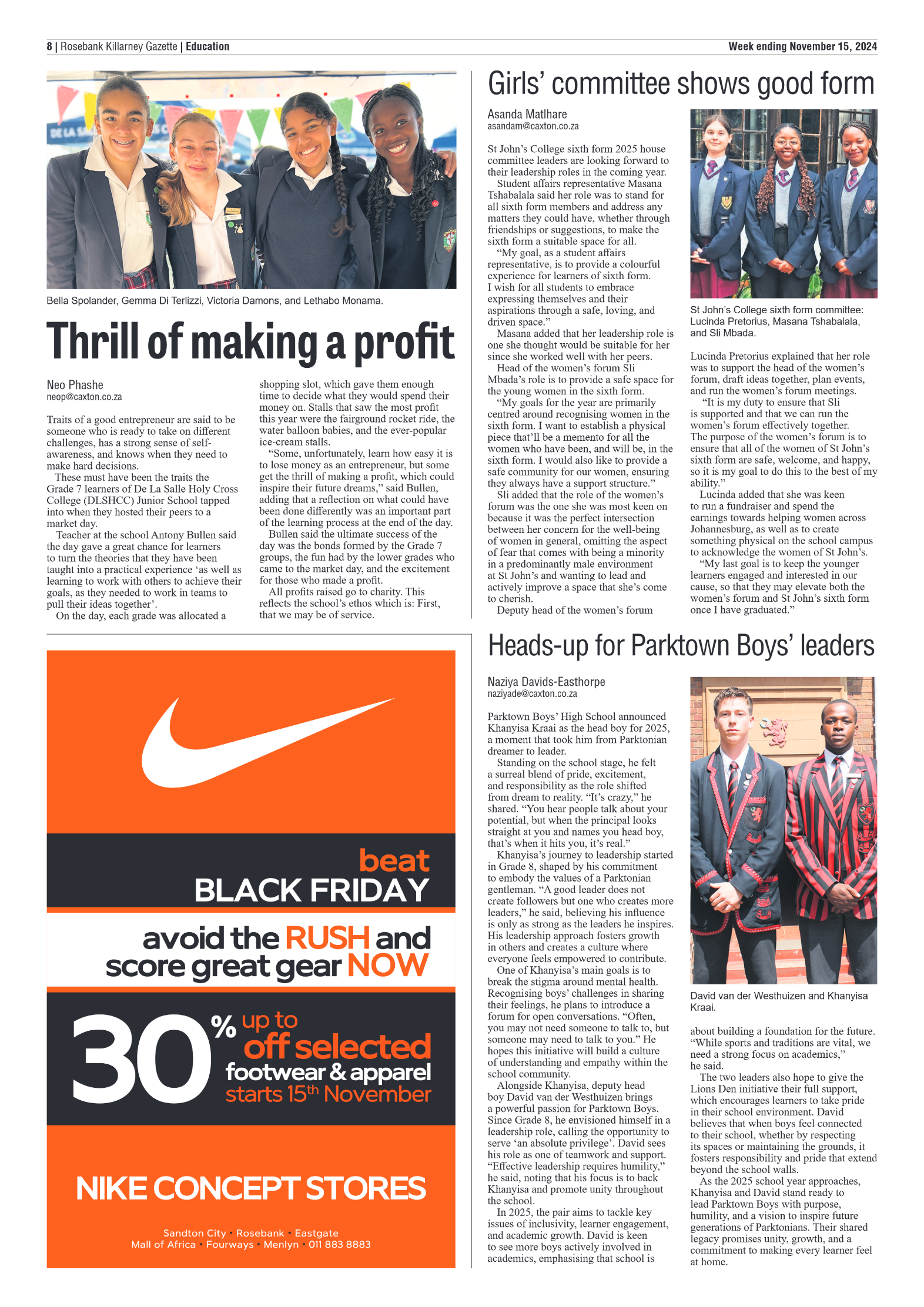 Rosebank Killarney Gazette 15 November 2024 page 8