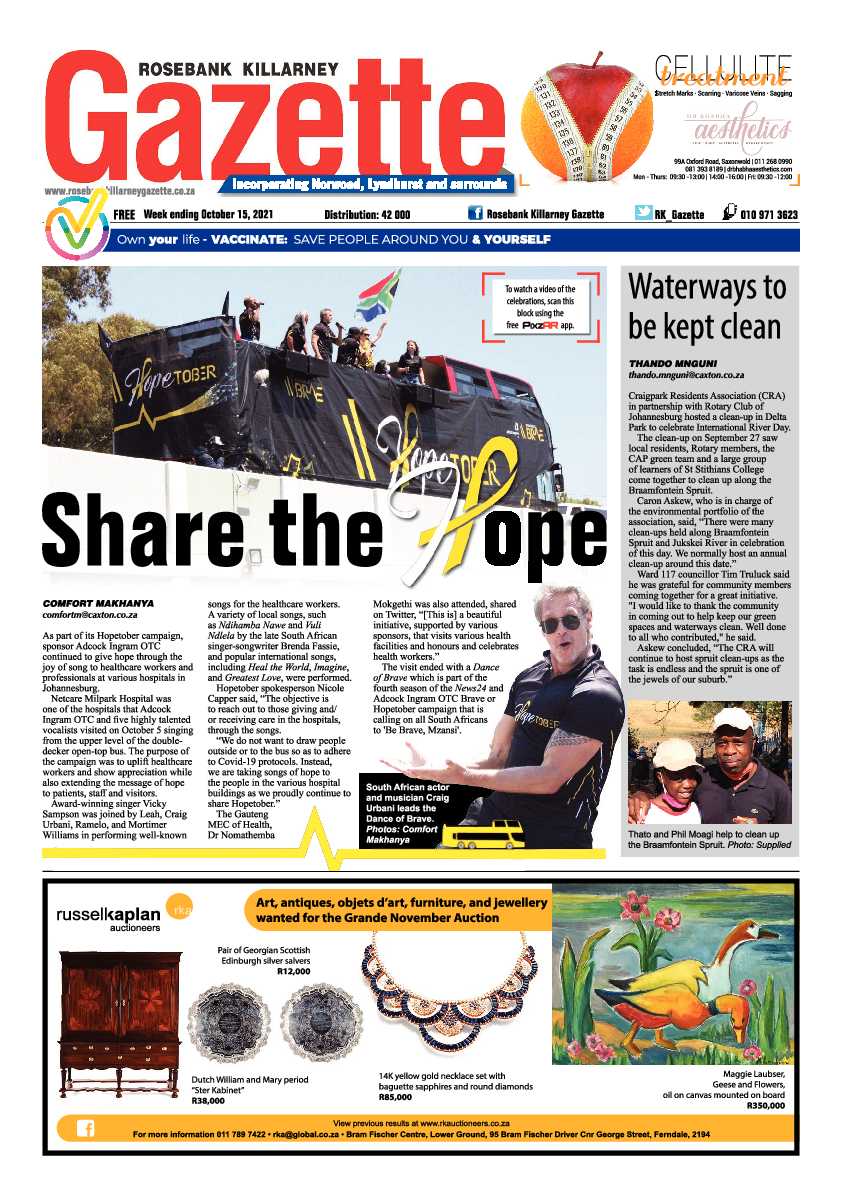 Rosebank Killarney Gazette 15 October 2021 page 1