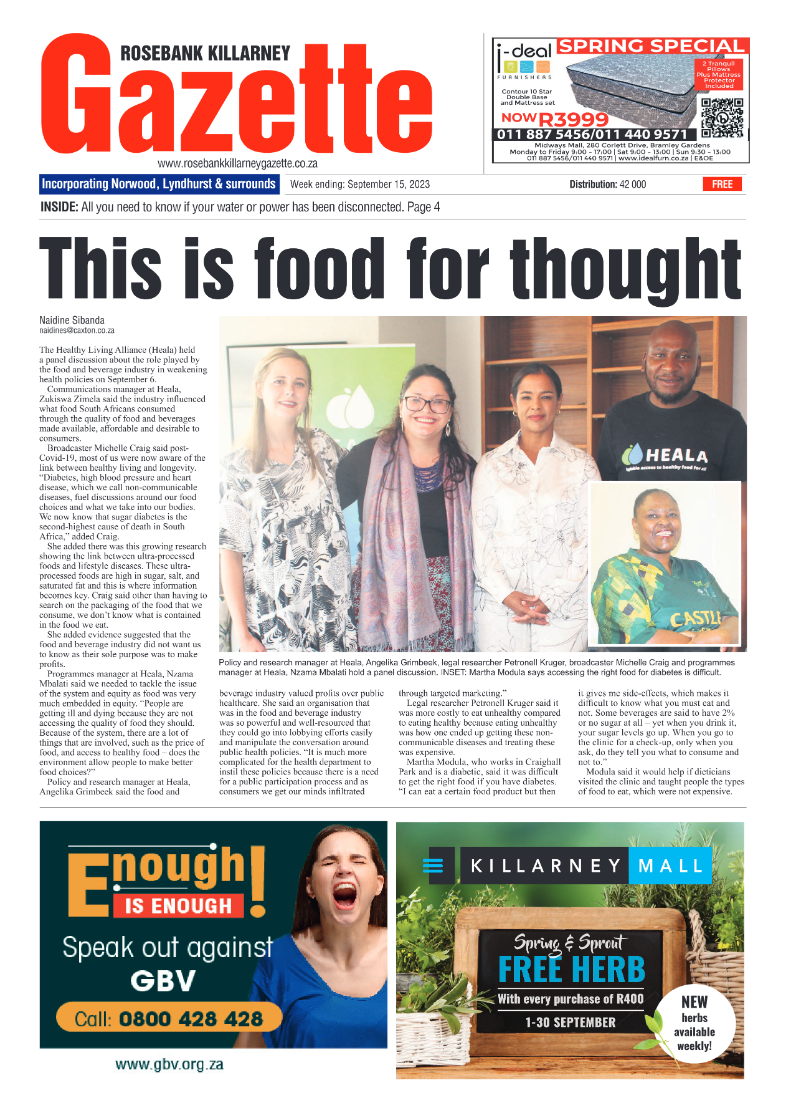 Rosebank Killarney Gazette 15 September 2023 page 1
