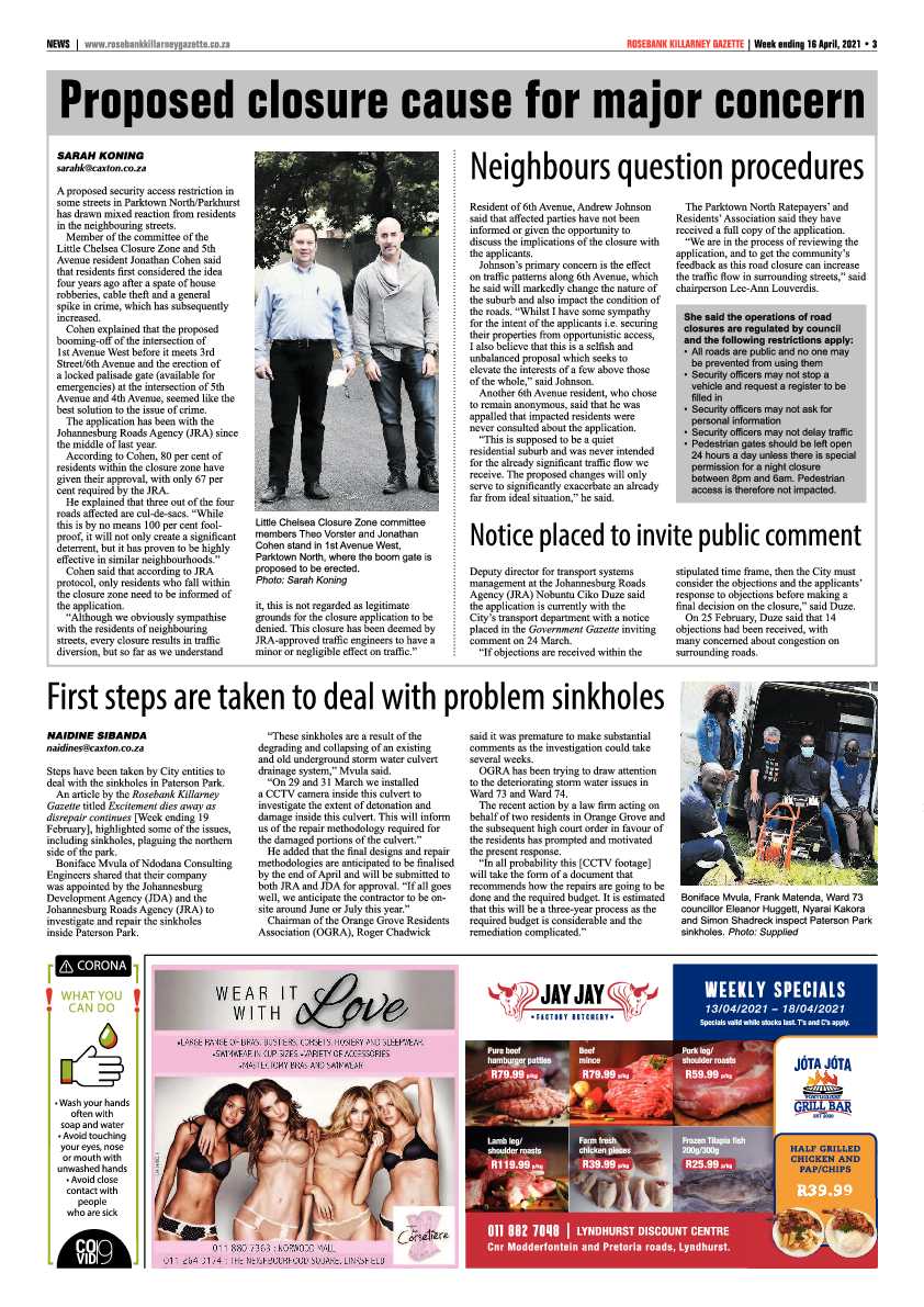 Rosebank Killarney Gazette 16 April 2021 page 3