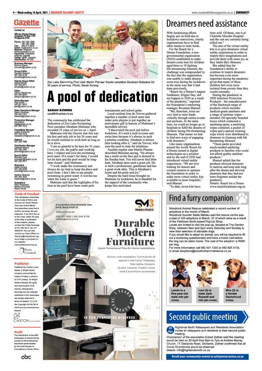 Rosebank Killarney Gazette 16 April 2021 page 4