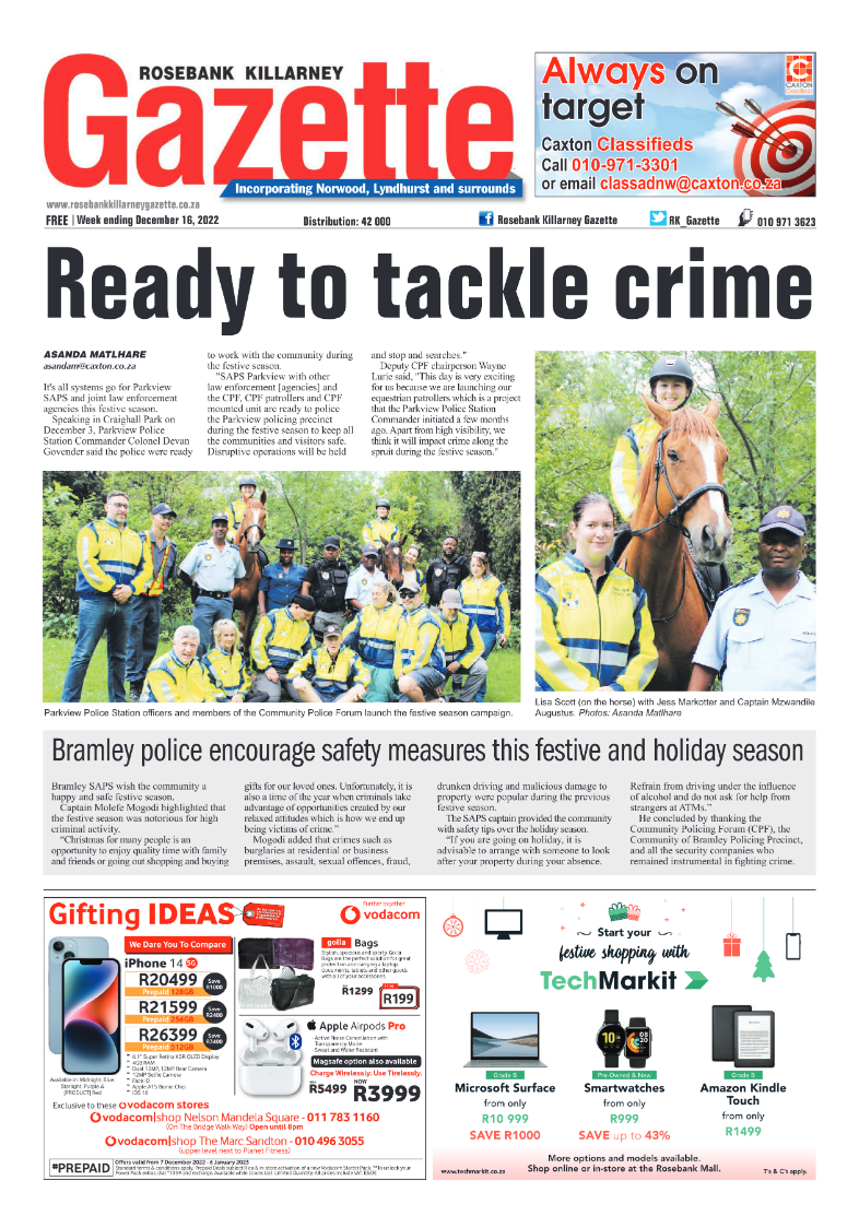 Rosebank Killarney Gazette 16 Dec 2022 page 1