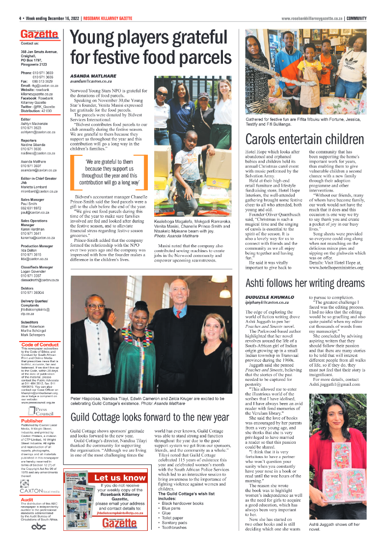 Rosebank Killarney Gazette 16 Dec 2022 page 4