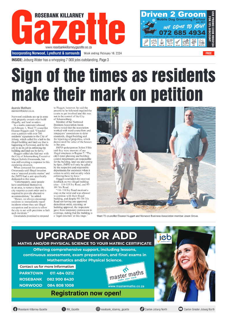 Rosebank Killarney Gazette 16 February 2024 page 1