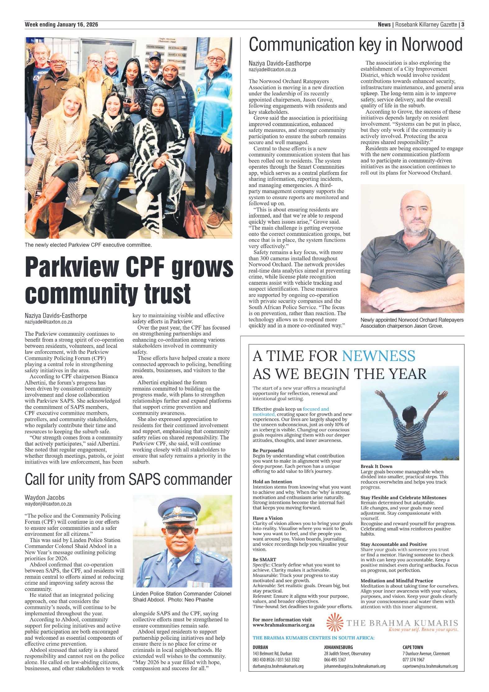 Rosebank Killarney Gazette 16 January 2026 page 3