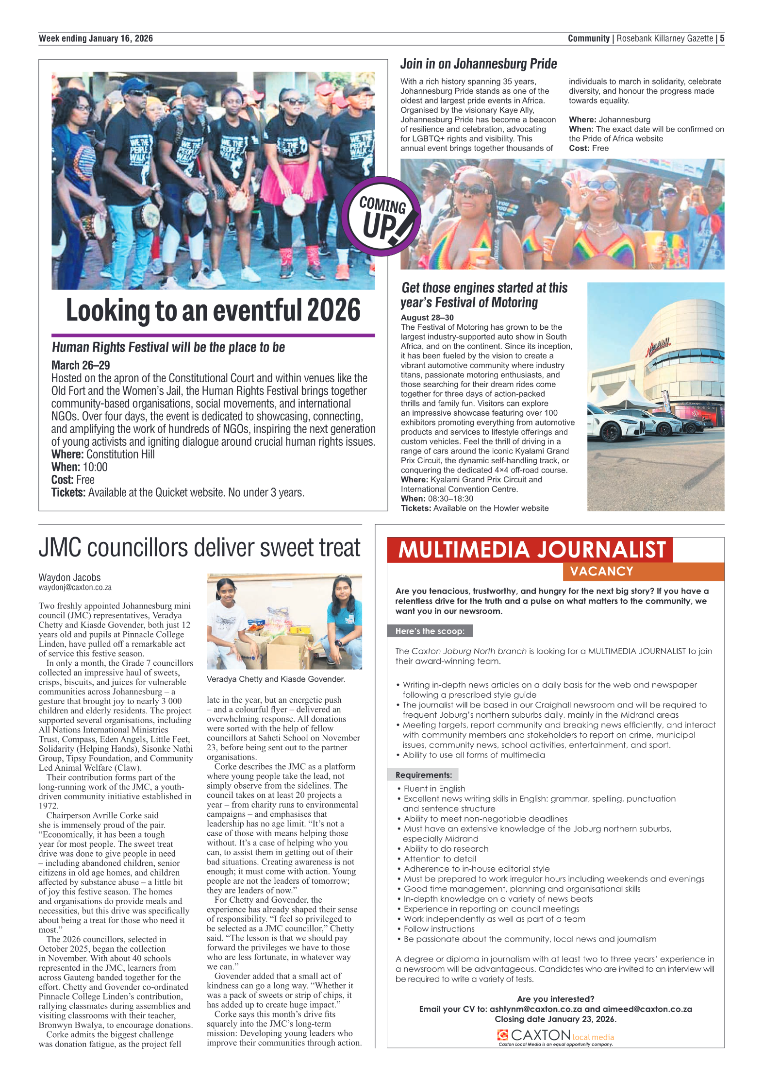 Rosebank Killarney Gazette 16 January 2026 page 5