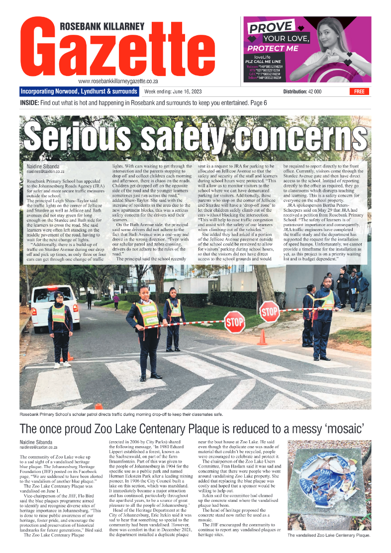 Rosebank Killarney Gazette 16 June 2023 page 1