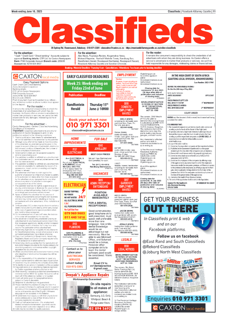 Rosebank Killarney Gazette 16 June 2023 page 11