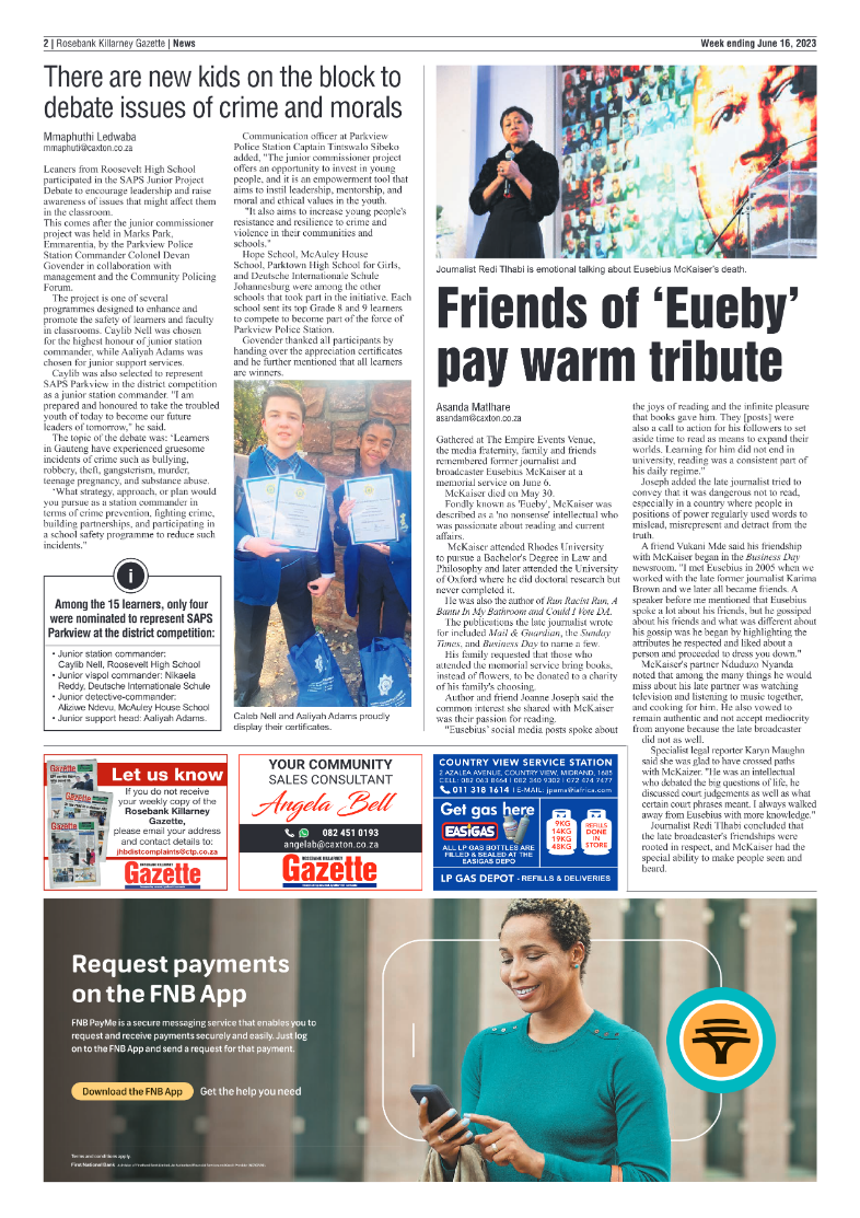 Rosebank Killarney Gazette 16 June 2023 page 2
