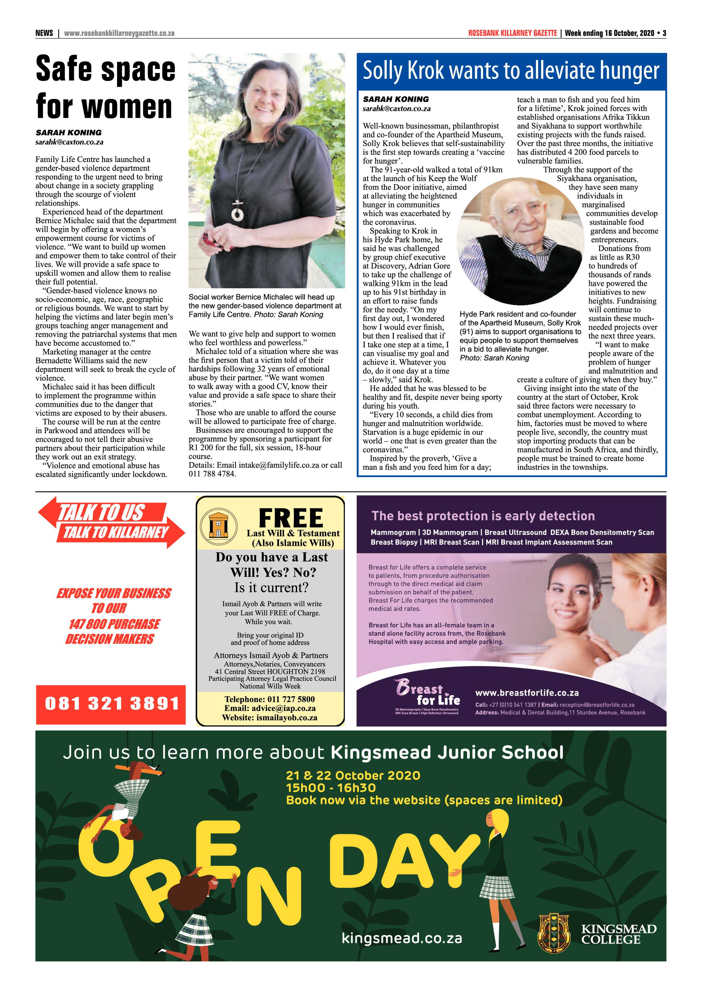Rosebank Killarney Gazette 16 October 2020 page 3