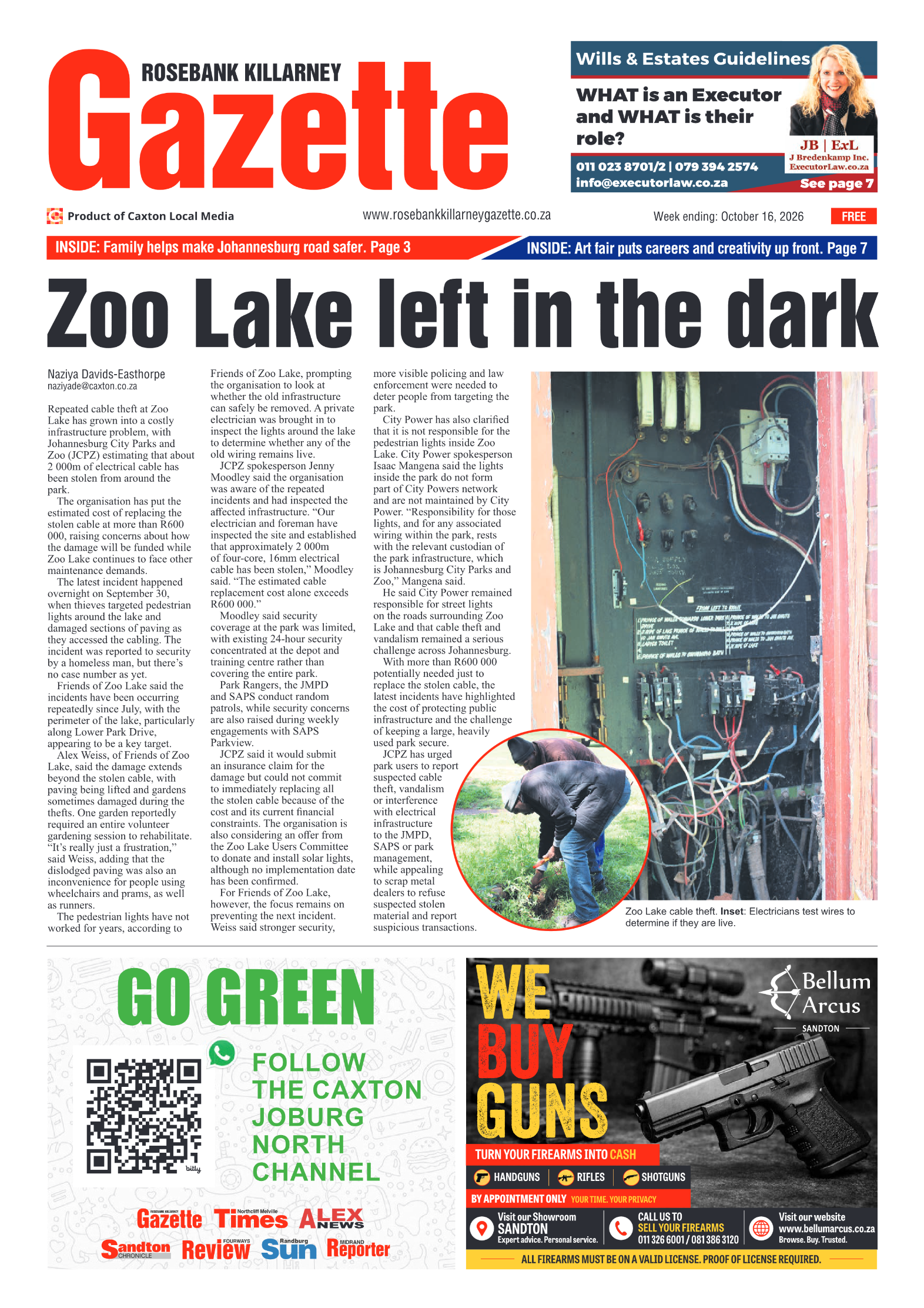 Rosebank Killarney Gazette 16 October 2026 page 1