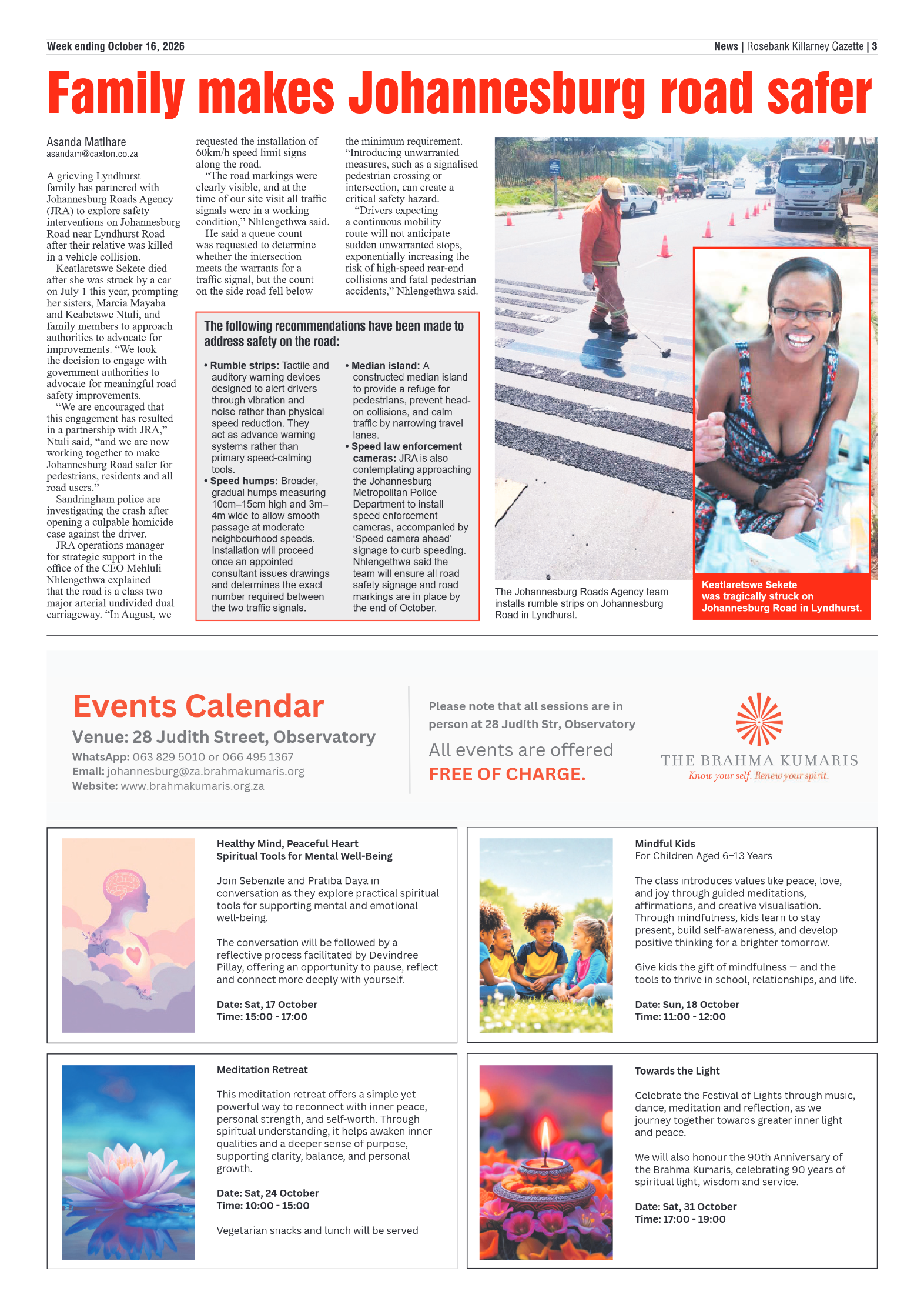 Rosebank Killarney Gazette 16 October 2026 page 3