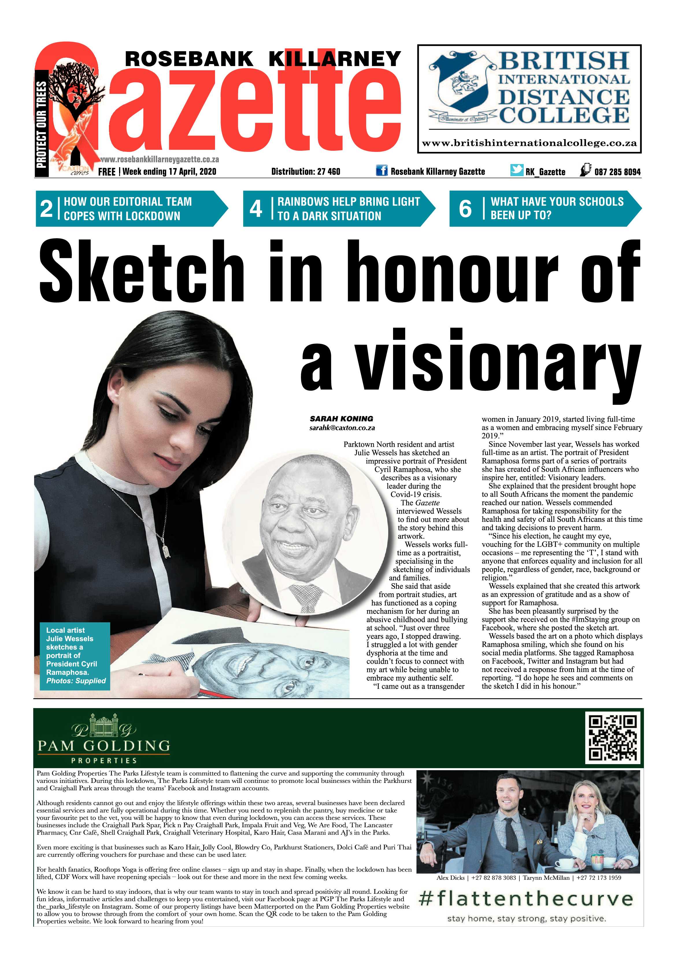 Rosebak Killarney Gazette 17 April 2020 page 1
