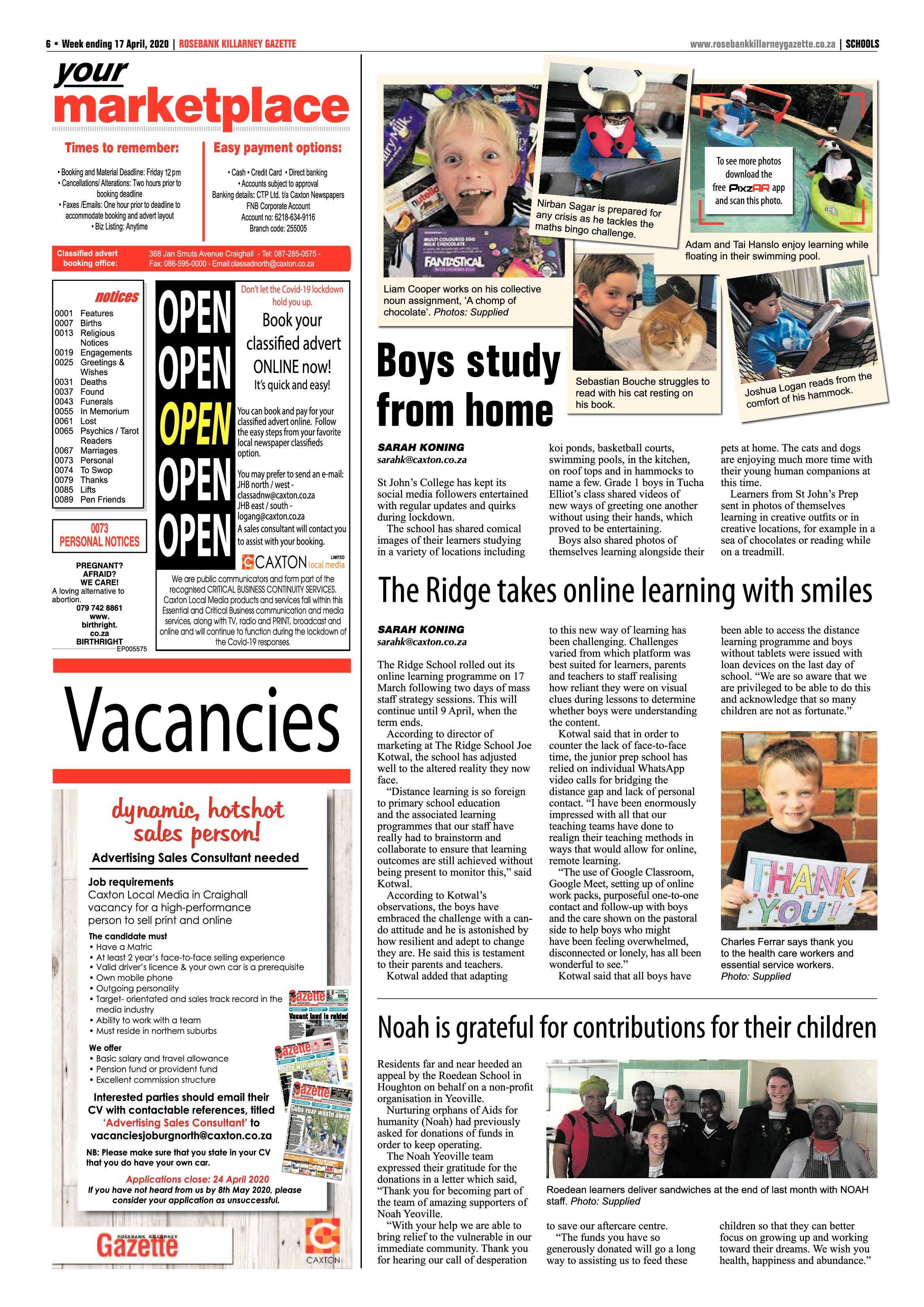 Rosebak Killarney Gazette 17 April 2020 page 6