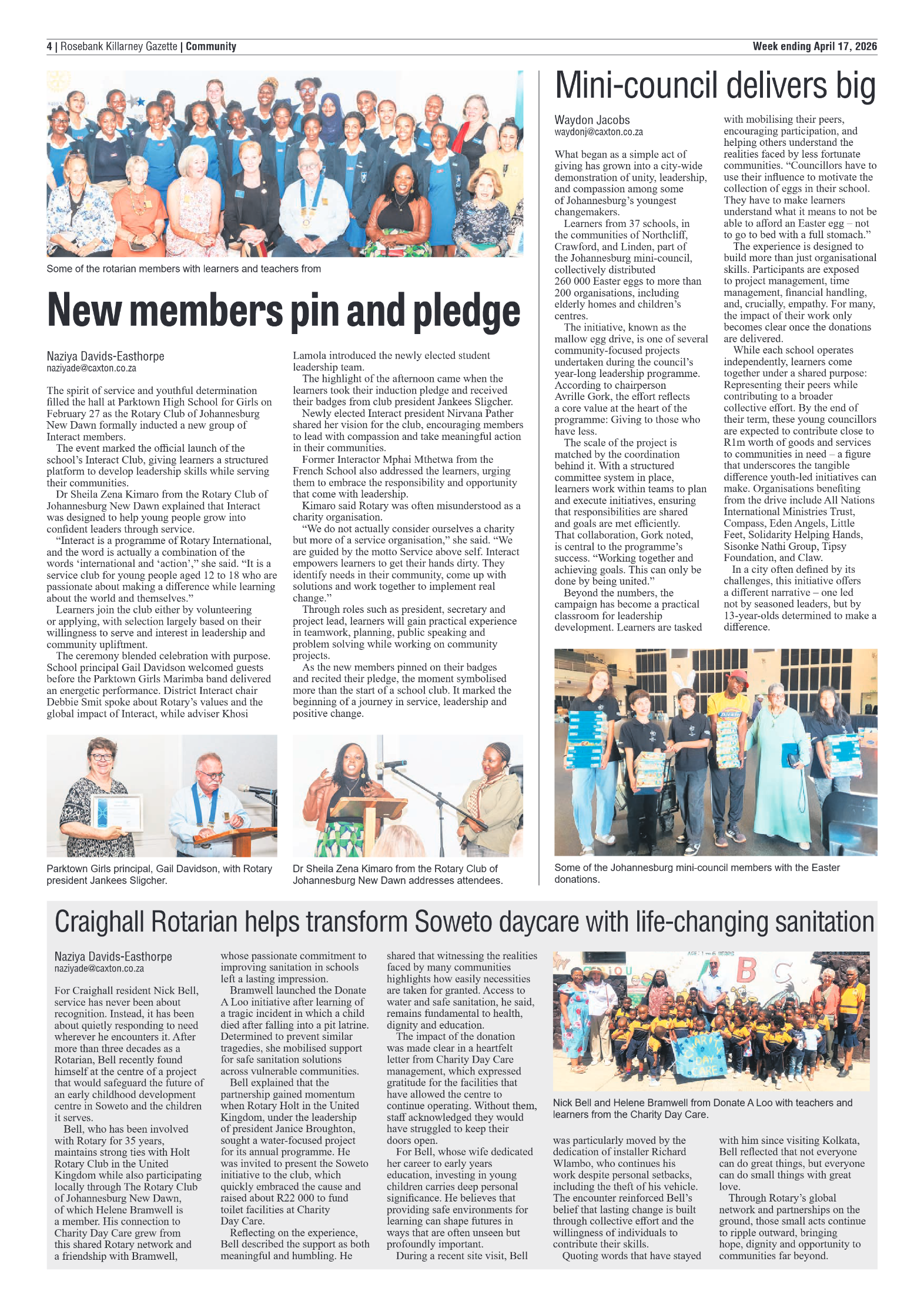 Rosebank Killarney Gazette 17 April 2026 page 4