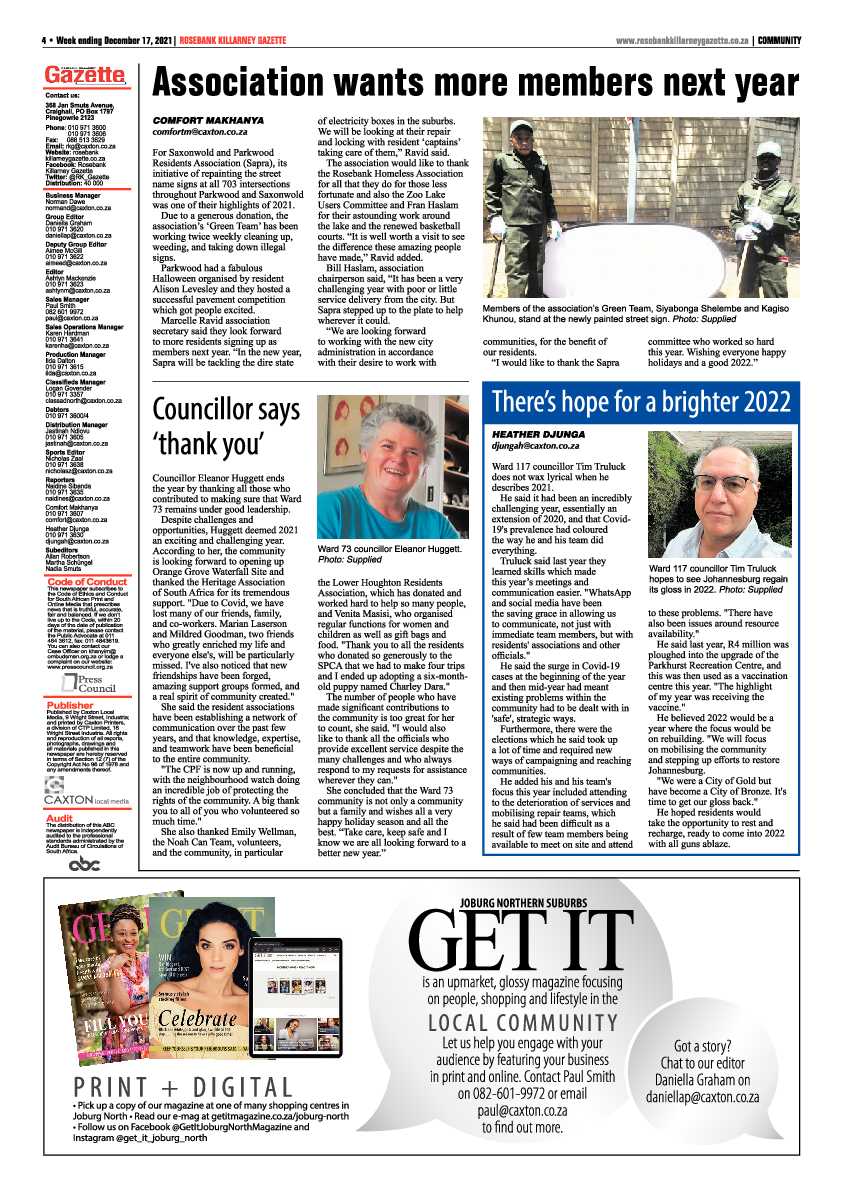 Rosebank Killarney Gazette 17 December 2021 page 4