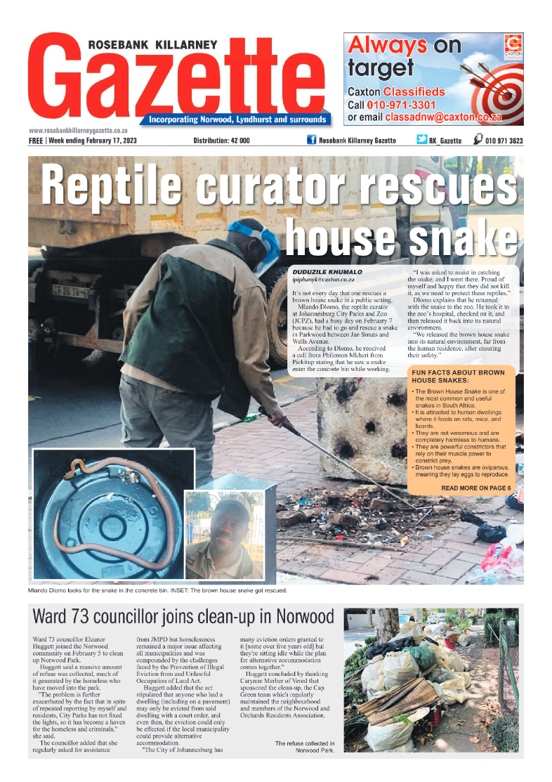 Rosebank Killarney Gazette 17 Feb 2023 page 1