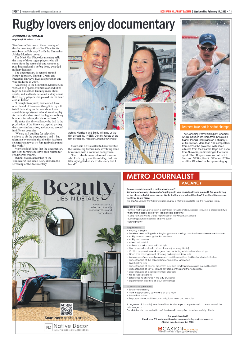 Rosebank Killarney Gazette 17 Feb 2023 page 11