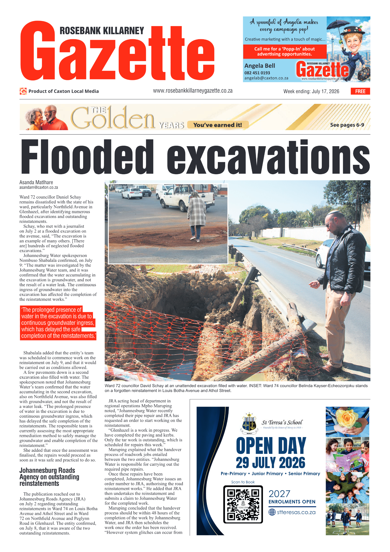 Rosebank Killarney Gazette 17 July 2026 page 1