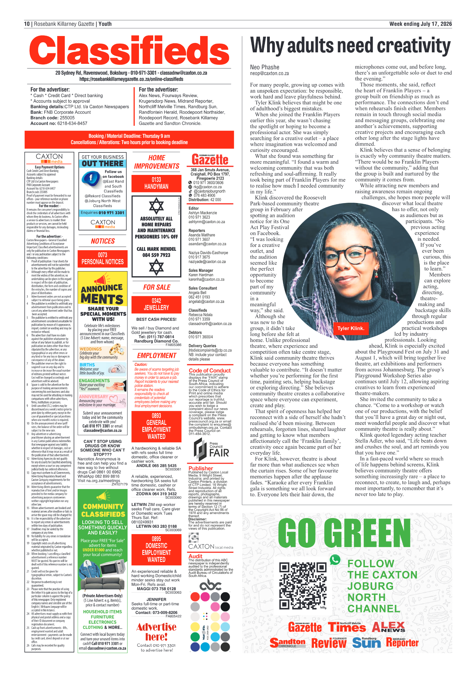 Rosebank Killarney Gazette 17 July 2026 page 10