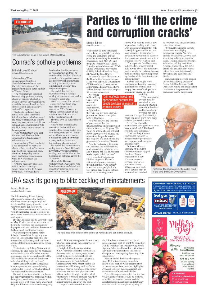 Rosebank Killarney Gazette 17 May 2024 page 3