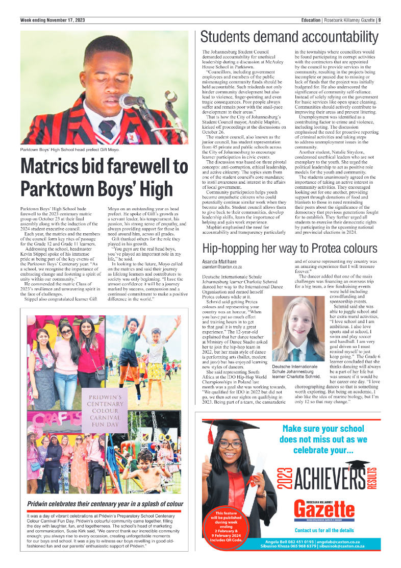 Rosebank Killarney Gazette 17 November 2023 page 9