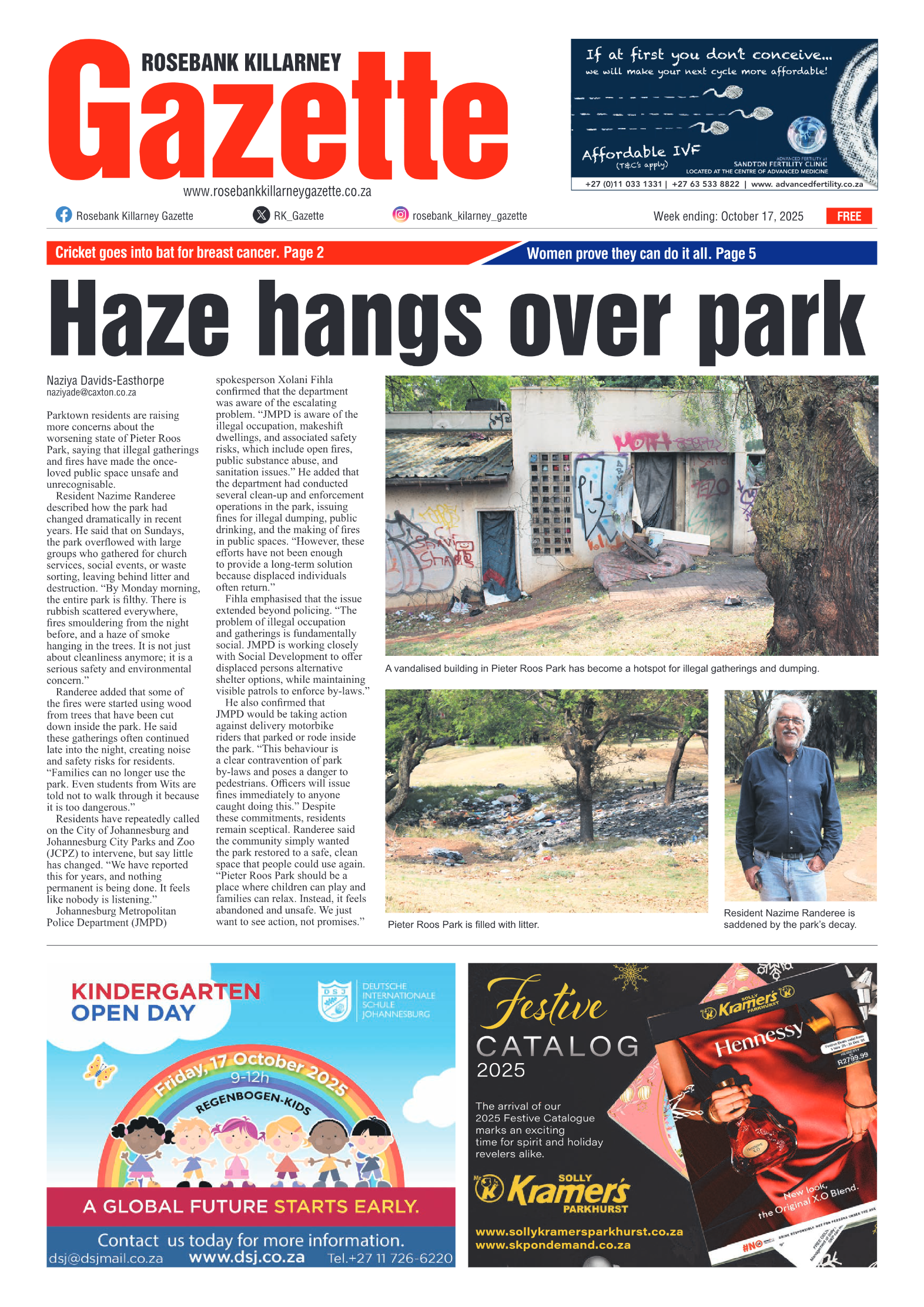 Rosebank Killarney Gazette 17 October 2025 page 1