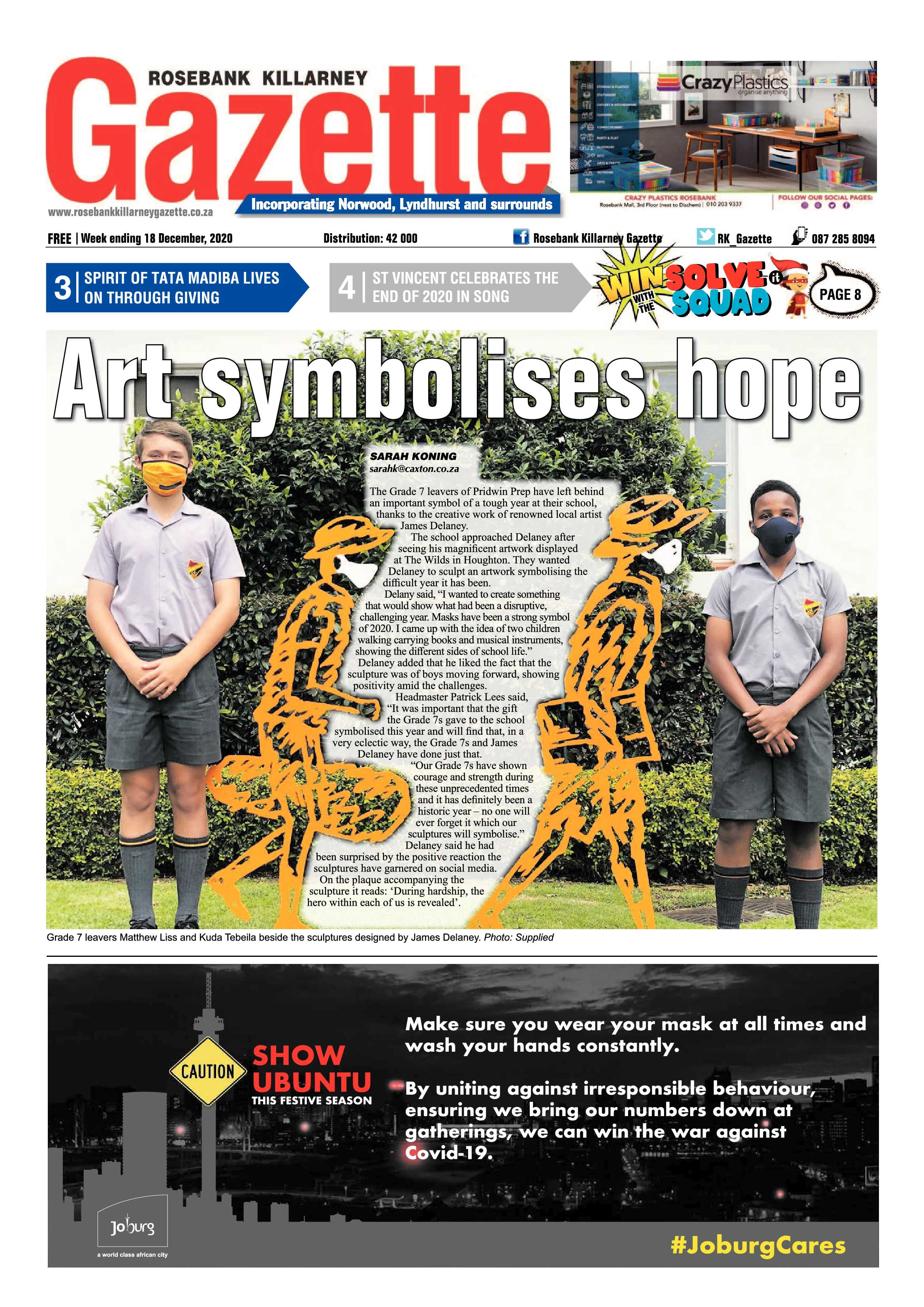 Rosebank Killarney Gazette 18 December 2020 page 1