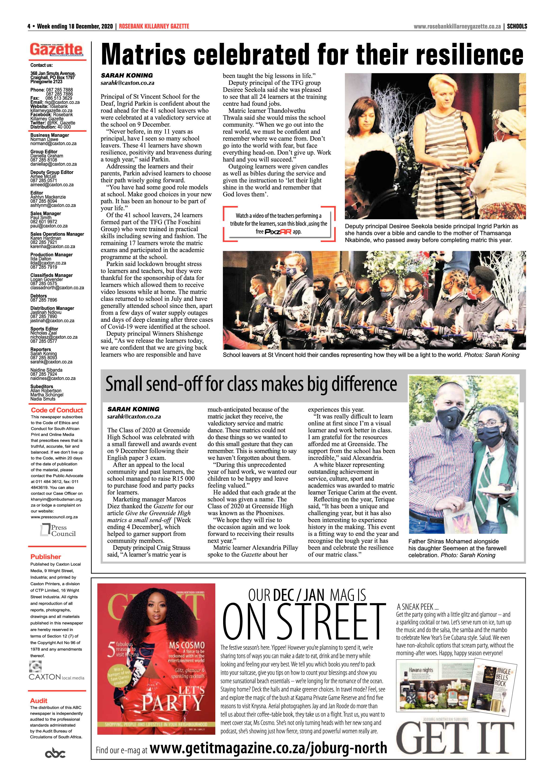 Rosebank Killarney Gazette 18 December 2020 page 4