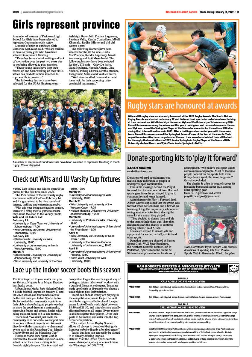 Rosebank Killarney Gazette 18 February  2022 page 11