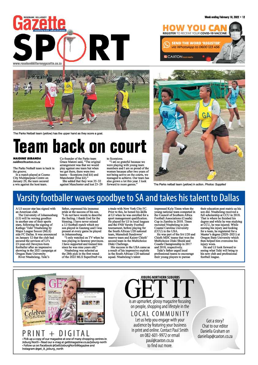 Rosebank Killarney Gazette 18 February  2022 page 12